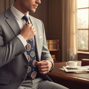 Oscar De La Renta Couture Silk Tie With Geometric Pattern